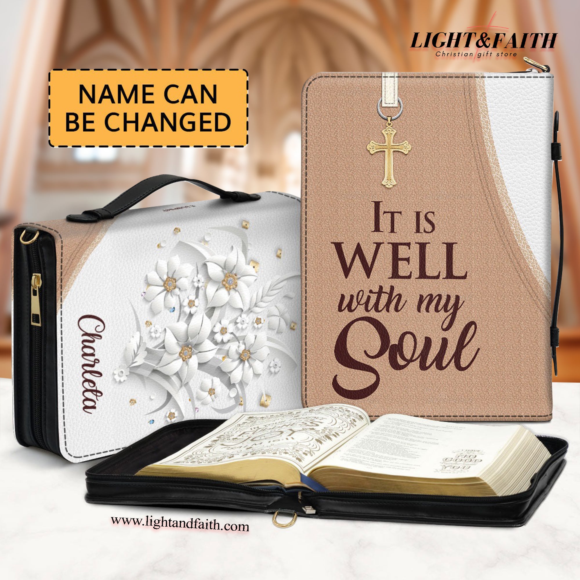 It Is Well For My Soul Leather Book Cover, Personalized Bible Cover With Handle, Gift For Team Leaders, Christian Gift, Bible Covers Jesus Gifts